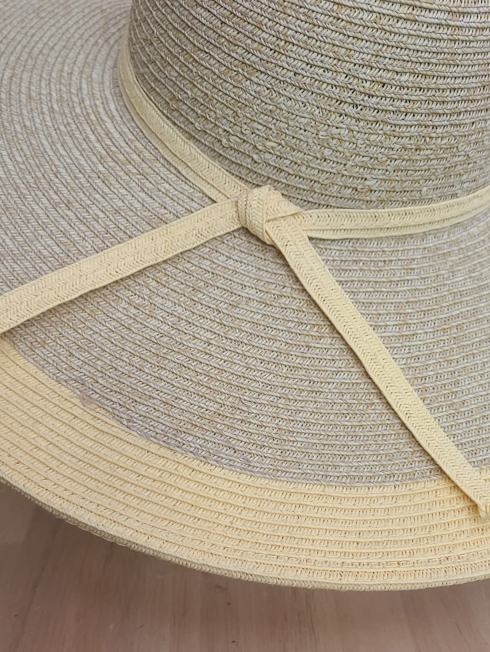 Women's Wide-Brim Straw Sun Hat with Yellow Trim